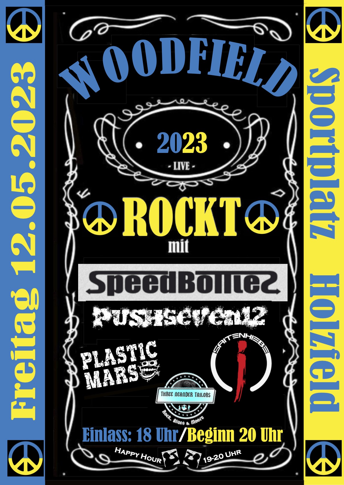 Plakat Woodfield 2023 Holzfeld Live Boppard Saitenhiebe Live Konzert 2023